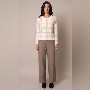 Cyrus Jacquard Mink Pullover Sweater Hamilton Windowpane Beige Tan XL Soft NEW